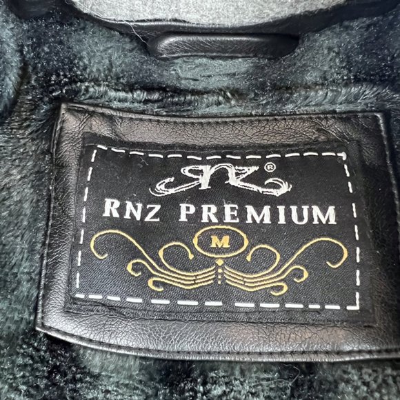 RNZ Premium Mens Faux Leather Coat Motorcycle Moto Medium Black Lined - Picture 4 of 7